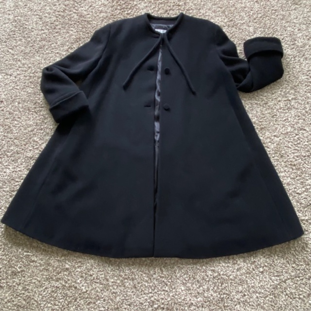 VTG Emporio Armani Black Wool Blend Coat Jacket Italy Size L/XL-Offers Welcome
